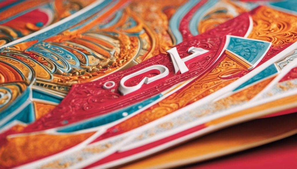 A close up of a book with a colorful design on it.