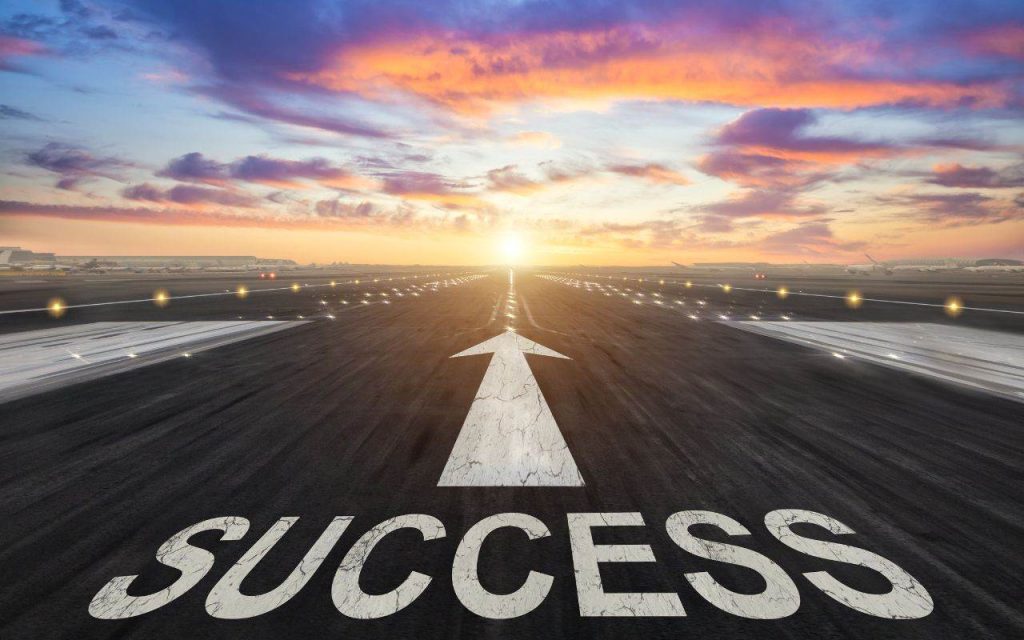 A captivating airplane runway marked with the word "success," symbolizing marketing success.
