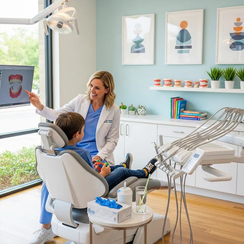 Modern dental practice with a dentist and patient interaction